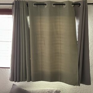 Olive and Gray Grommet Curtains